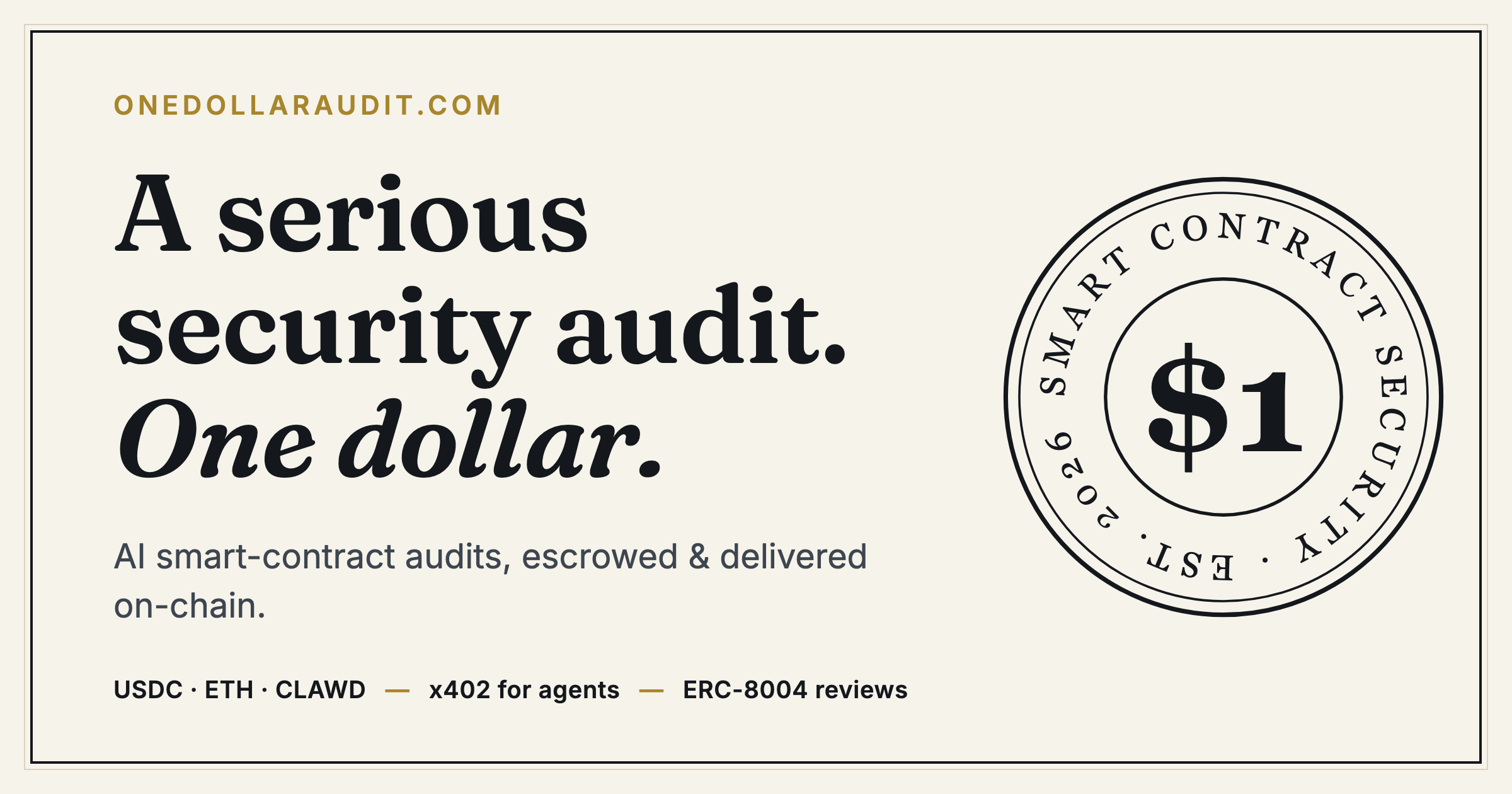 One Dollar Audit — is now running on @pashov solidity auditor v4